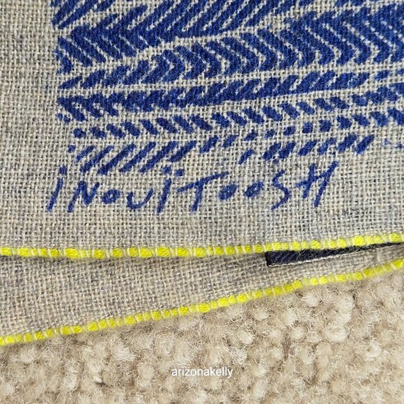 NWOT Inouitoosh Wool Scarf Blue Wood Grain Tree Bark - Picture 2 of 13